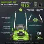 Greenworks 60V 21" Self Propelled Lawn Mower with (1) 8.0 Ah Battery & Rapid Charger 2546402 - Image 12