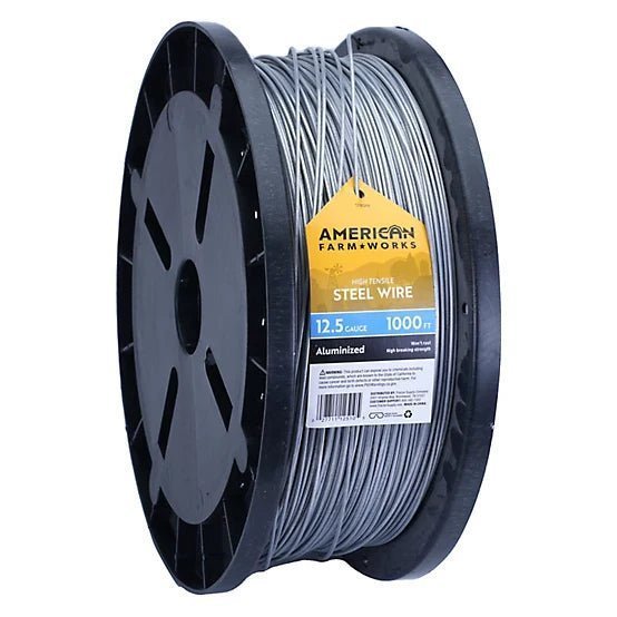 1218344-1.jpg American Farm Works 1,000 ft. x 1,500 lb. Aluminized Steel Electric Fence Wire, 12.5 Gauge, 180,000 PSI - Image 1