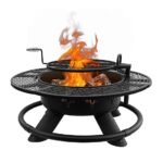 Red Mountain Valley 47 in. Wood-Burning Fire Pit with Adjustable BBQ Grate, Deer Head