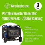 Westinghouse 10,000/7,600-Watt Gasoline Powered Portable Inverter Generator, Remote Start with CO Sensor - Image 5