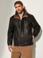 Jack Frost Leather Coat with Shearling Lining