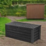 Keter Westwood 150-Gallon Resin Outdoor Storage Box | Weather-Resistant Deck Bin for Patio Cushions, Garden Tools & Pool Accessories – Dark Grey - Image 5
