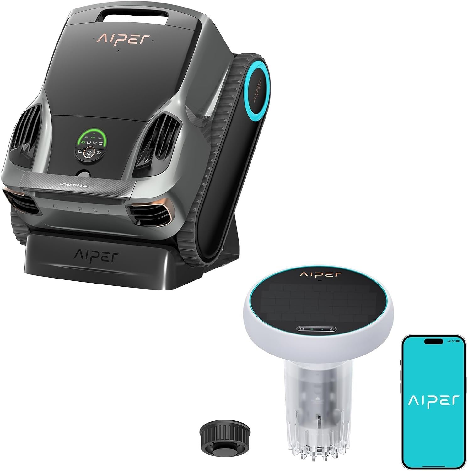 610YbVFbJAL._AC_SL1500_94e96790-f606-42b8-b08b-84a0f463bb81.jpg Aiper Scuba X1 Pro Max Pool Cleaner + HydroComm Pro Water Monitor Bundle – Smart Robotic Cleaning & Real-Time Water Quality Control - Image 1