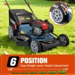 SENIX Self-Propelled Gas Lawn Mower, 22in Cutting Blade / 23in Cutting Deck, 150 cc 4-Cycle Made in Briggs & Stratton Engine , 3-In-1, 6-Position Adjustment, 11in Rear Wheels, LSSG-H3 - Image 6