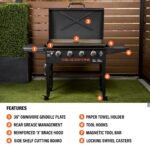 Blackstone Original Outdoor Griddle, 4-Burner 36″ Propane Flat Top Grill with Hood, Black - Image 5