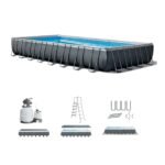 INTEX 26373EH Ultra XTR Deluxe Rectangular Above Ground Swimming Pool Set: 32ft x 16ft x 52in – Includes 2800 GPH Sand Filter Pump – SuperTough Puncture/Rust Resistant – Easy to Assemble