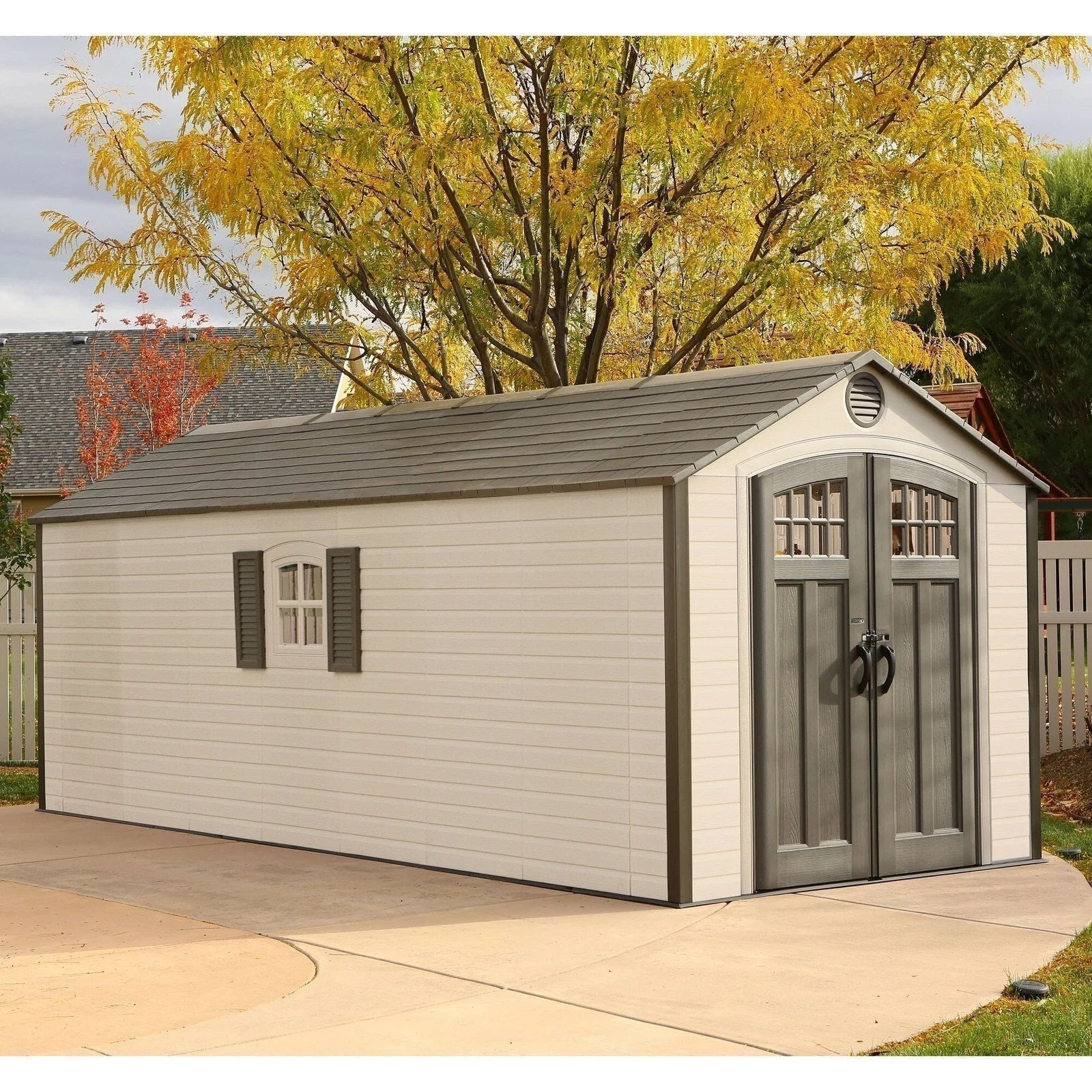 Outdoor Storage Shed 8′ x 20′ – Desert Sand – Lifetime - Image 1