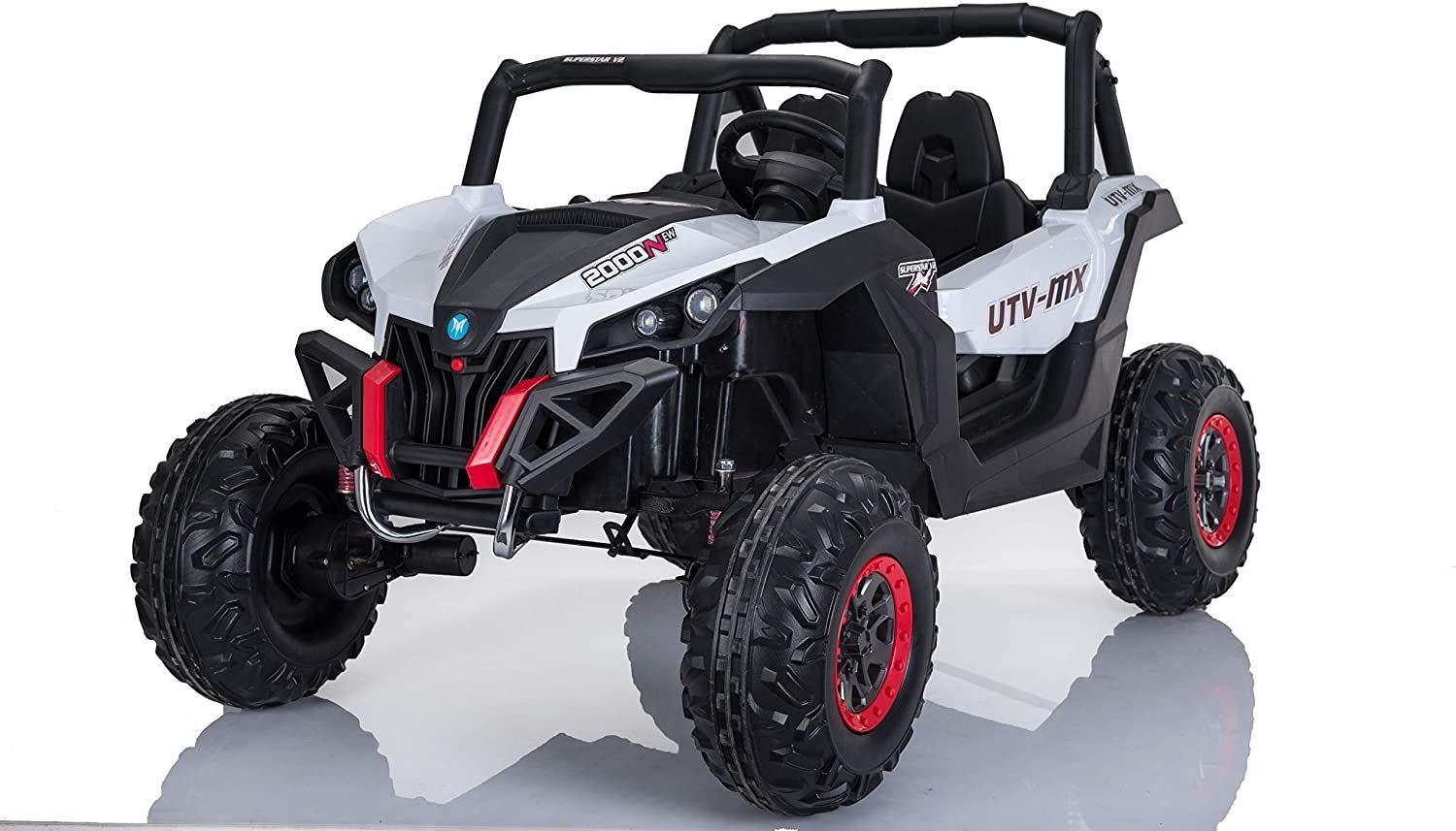 LightningUTV-wht.jpg Best Ride On Cars Lightning UTV with 4 Motors-12V-White - Image 1