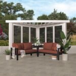 Ridgedale Modern Steel Cabana Pergola with Conversational Seating - Image 4