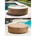 Intex: PureSpa: Sahara Tan Inflatable Hot Tub Set - 6 Person - 85" Round Outdoor Heated Bubble Spa, Jet Massage, Cover, Hard Water Treatment System - Image 9