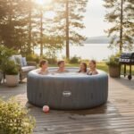 Wave Atlantic 6-Person Inflatable Hot Tub | Integrated Eco Heater | 130 Aquajet Massage System | Anti-Freeze Protection | Quick 15-Minute Setup | Gray Rattan - Image 2
