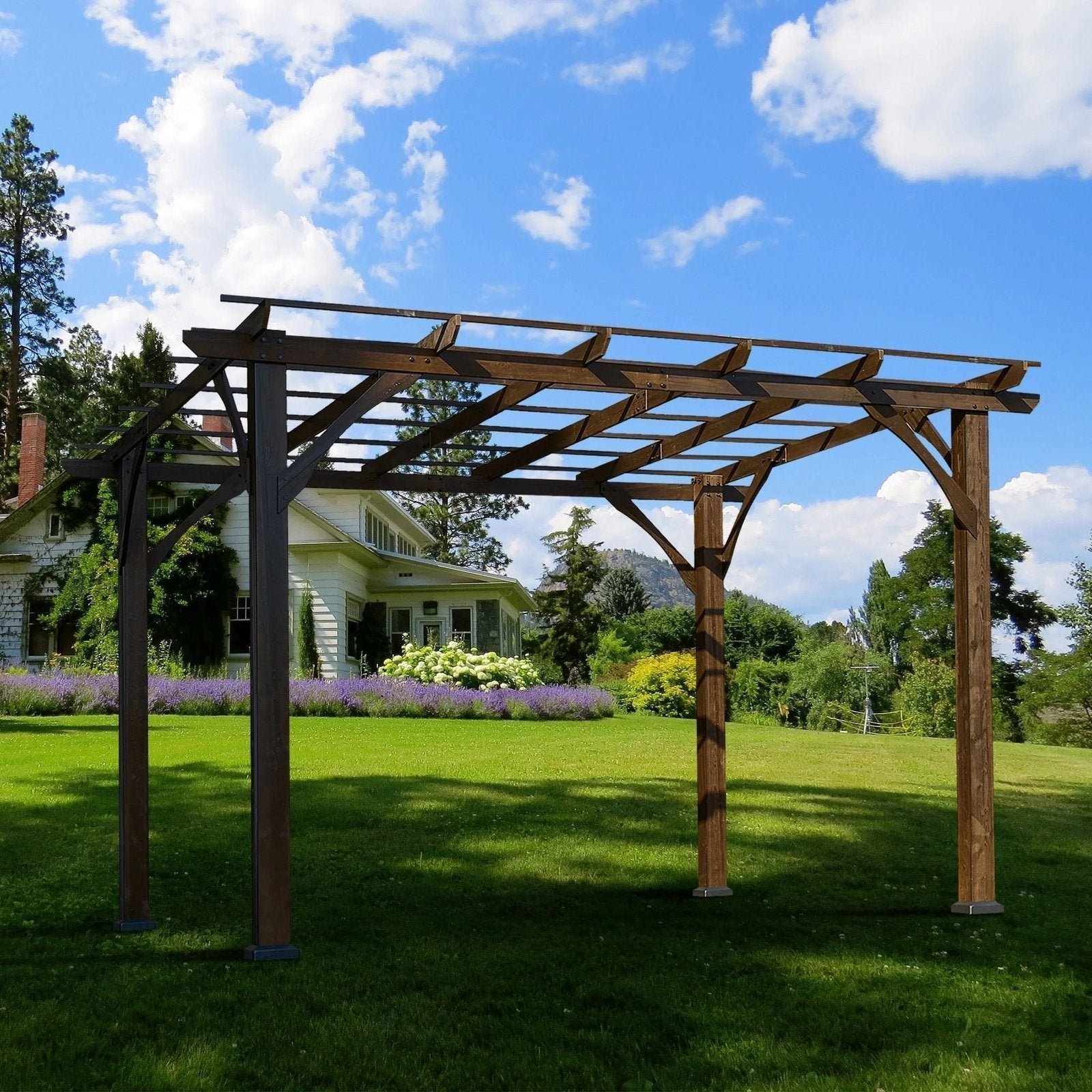 cedar-wood-pergola.jpg Elegant Cedar Wood Pergola – Perfect Outdoor Shade for Garden - Image 1