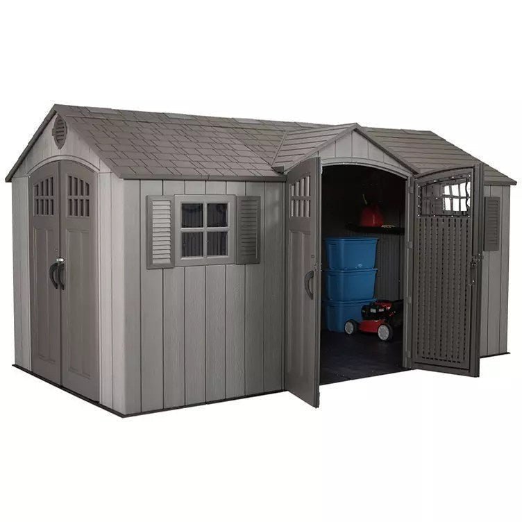 img-2188-2.jpg Lifetime 15′ x 8′ Rough Cut Dual-Entry Outdoor Storage Shed - Image 1