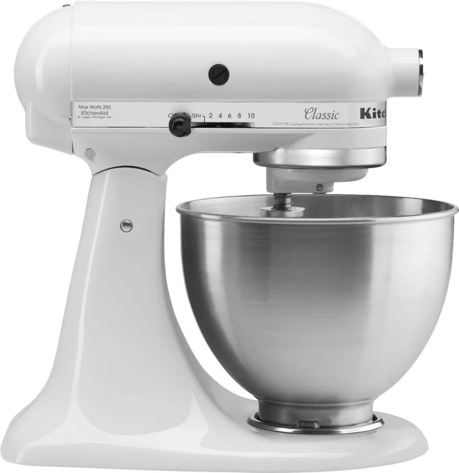loo-1.jpg KitchenAid – Classic Series 4.5 Quart Tilt-Head Stand Mixer – White - Image 1