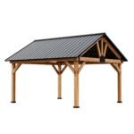 JOYSIDE 15 ft. x 13 ft. Solid Cedar Wood Outdoor Patio Hardtop Gazebo - Image 6