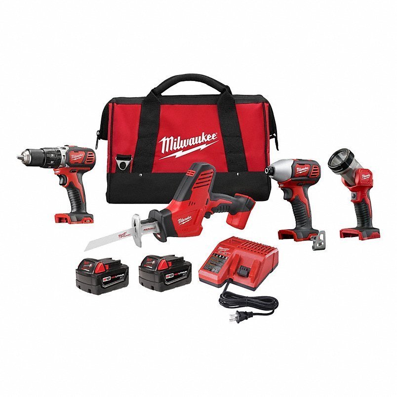 2695-24_1_primary__TFGX_v2.jpg MILWAUKEE Cordless Tool Combination Kit: 4 Tools, 18 V DC Volt, Battery Included, M18™, M18™, 2PYZ8 - Image 1