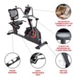 Sunny Health & Fitness Smart Recumbent Cross Trainer Elliptical Exercise Bike - Image 3