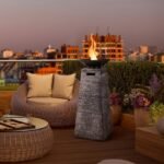 Costway 48 Inch Propane Fire Bowl Column with Lava Rocks and PVC Cover - Image 2