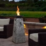 Costway 48 Inch Propane Fire Bowl Column with Lava Rocks and PVC Cover - Image 3