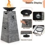 Costway 48 Inch Propane Fire Bowl Column with Lava Rocks and PVC Cover - Image 5
