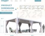 EROMMY 12’x24′ Outdoor Louvered Pergola Gazebo - Image 6