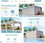 Erommy Outdoor Louvered Pergola Gazebo with Adjustable Aluminum Rainproof Roof - Image 4