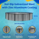 Blue Wave San Pedro 24-ft Round 52-in Deep 6-in Top Rail Above Ground Steel Wall Swimming Pool - Image 2