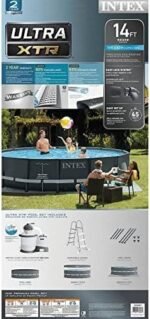 Intex Ultra XTR Frame 14′ x 42″ Round Above Ground Outdoor Swimming Pool Set with Sand Filter Pump, Ladder, Ground Cloth, and Pool Cover - Image 7