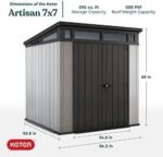 Keter Outdoor Storage Shed, for House, Patio & Yard, Plastic Resin, Artisan, 7×7 Ft, Gray - Image 9