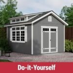 Handy Home Products Windemere 10×12 Do-it-Yourself Wooden Storage Shed with Floor, Beige - Image 2