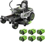EGO Power+ Electric Riding Lawn Mower, 52″ Deck with Zero Turn Radius, Includes (6) 56V 12.0Ah Batteries and Charger – ZT5207L