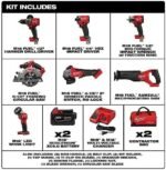 Milwaukee M18 FUEL 18V Lithium-Ion Brushless Cordless Combo Kit with Two 5.0 Ah Batteries, 1 Charger, 2 Tool Bags (7-Tool) - Image 2