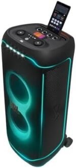JBL Partybox Ultimate – Multi Purpose Party Speaker, with Wi-fi & Bluetooth Connectivity, Wireless, Lightshow, IPx4 Slashproof, Dual Mic & Guitar Inputs, Handle & Sturdy Wheels, Black - Image 2