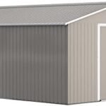 Outsunny 11′ x 13′ Outdoor Storage Shed, Garden Tool Metal Shed with Foundation Kit, Double Lockable Door, Air Vents and Sloping Roof, for Backyard, Patio, Lawn, Light Gray
