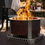X Series 28 Inch Round Corten Steel Wood-Burning Fire Pit in Stainless Steel by Breeo - Image 4