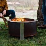 X Series 28 Inch Round Corten Steel Wood-Burning Fire Pit in Stainless Steel by Breeo - Image 2