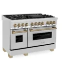 ZLINE Autograph Edition 48″ 6.0 cu. ft. Dual Fuel Range with Gas Stove and Electric Oven Stainless Steel Accents - Image 4